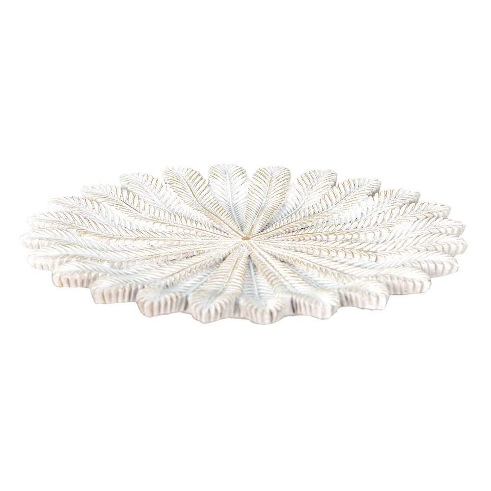 Decorative Bowl Ø 20x1 cm white Gold-colored polyresin branches