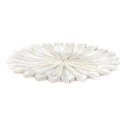 Decorative Bowl Ø 20x1 cm white Gold-colored polyresin branches