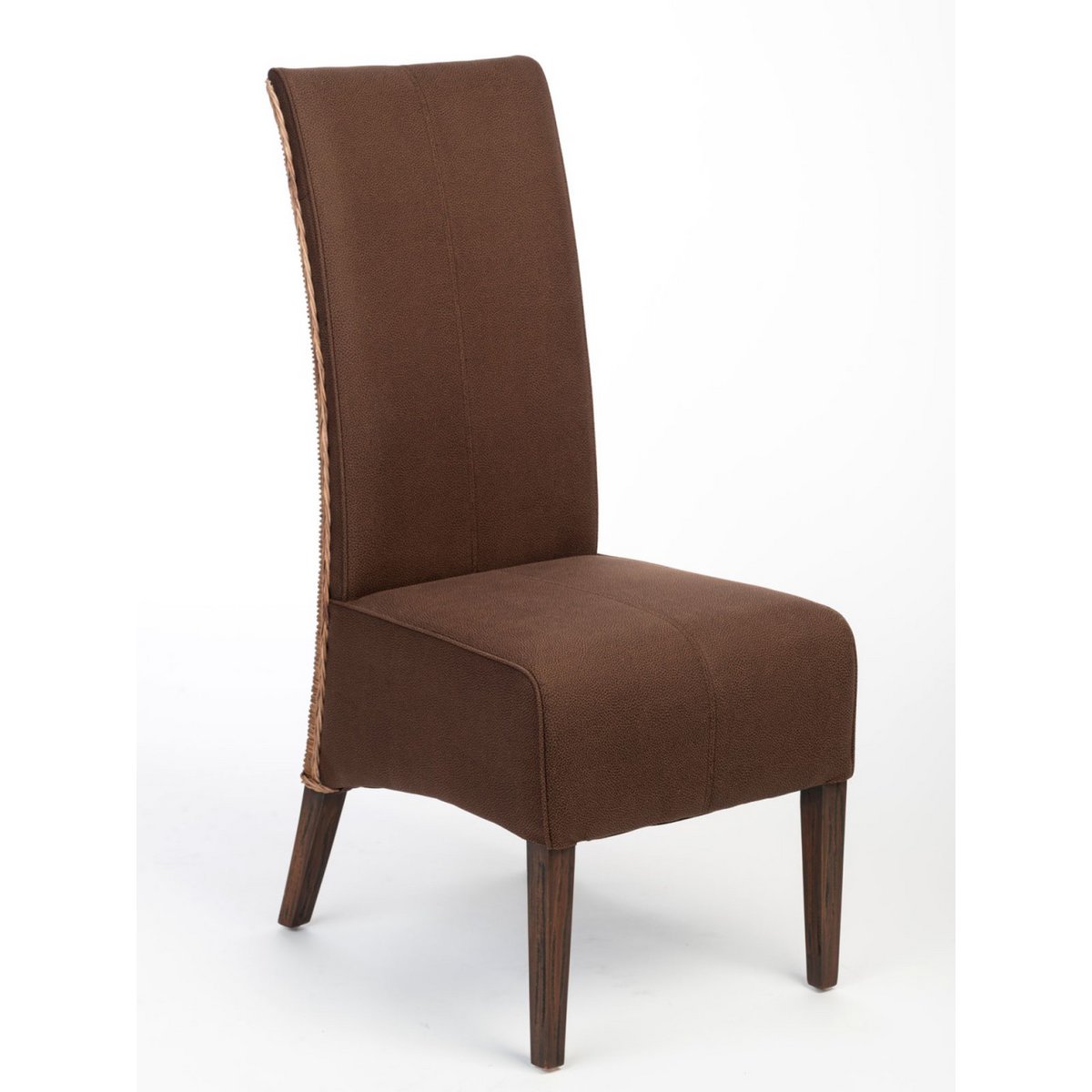 Rattan Eetkamerstoelen Set Van 6 Met Zittingen Wildleer Look