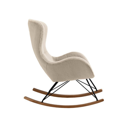Schommelstoel lamsvachtlook beige 70x102x94 cm