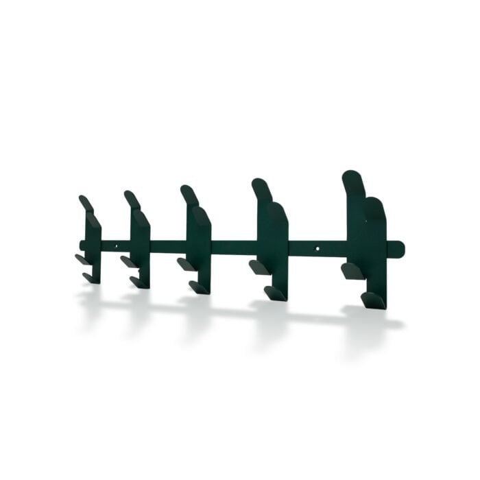 Wandkapstok 10 dubbele haken groen