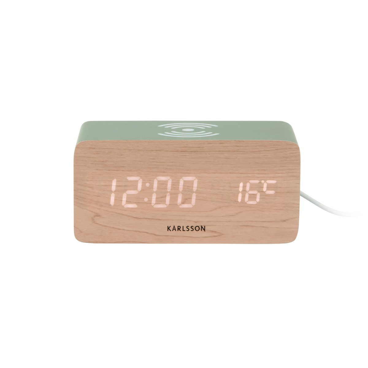 Wekkerblok met telefoonoplader 15x7 cm MDF zwart/wit