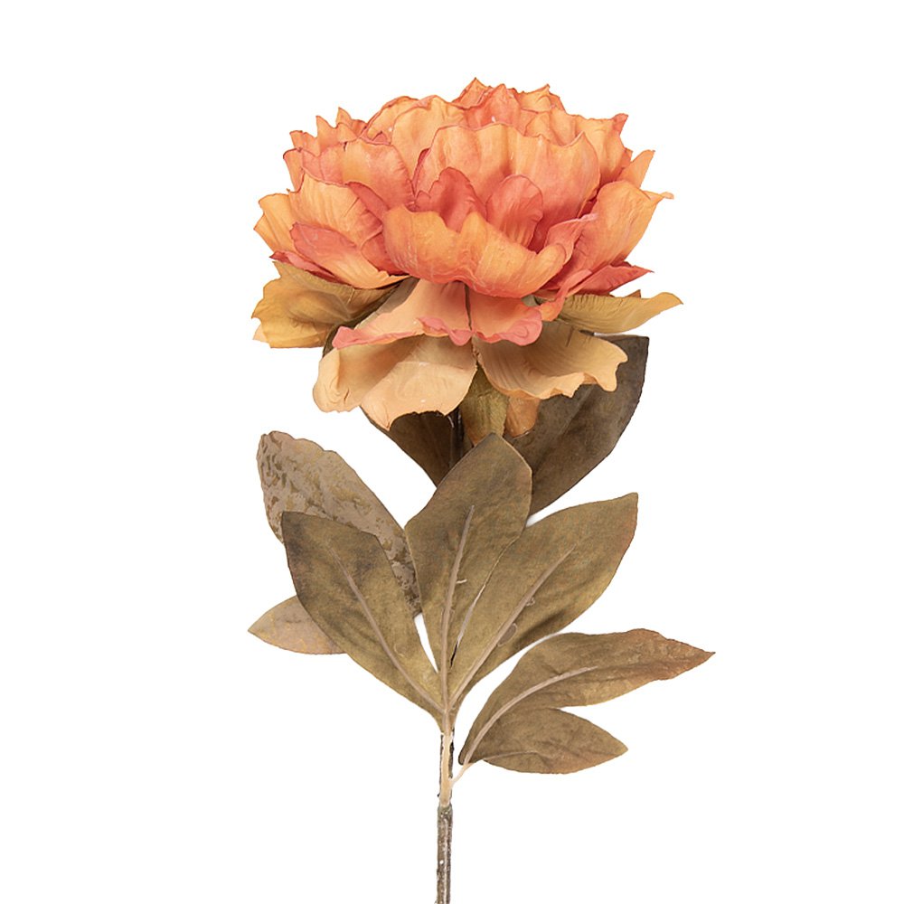 Kunstbloem pioenroos 70 cm oranje kunststof