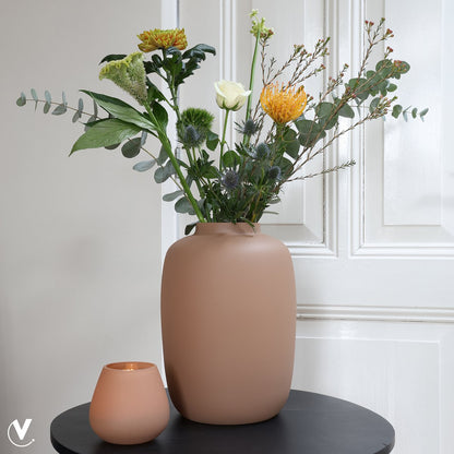 Waxinelichthouder set van 2 stuks matte sand glas