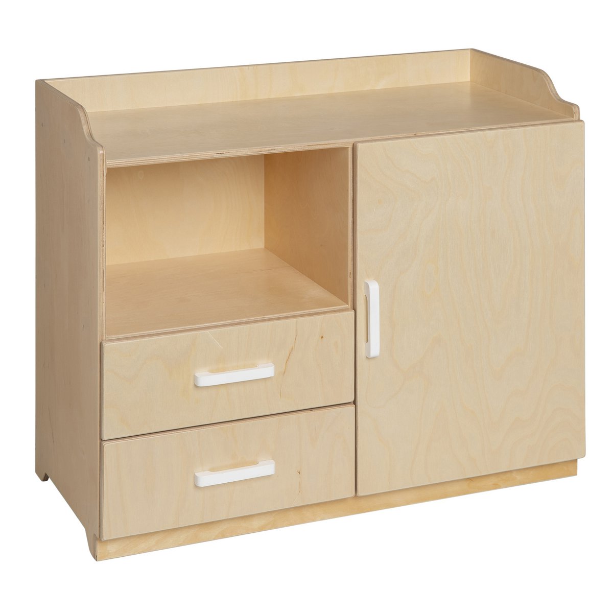 Poppencommode hout naturel wit