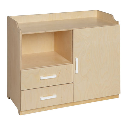 Poppencommode hout naturel wit