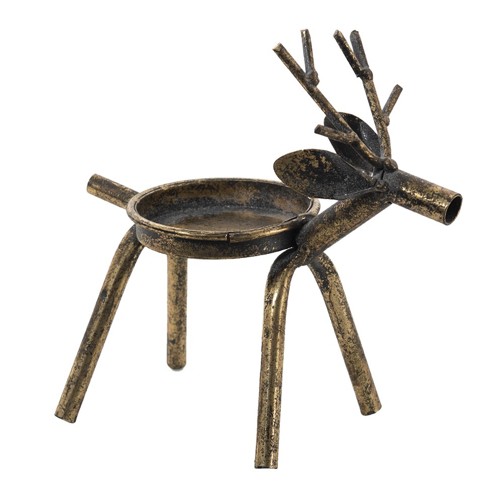 Kandelaar rendier 16x8x16 cm koperkleurig metaal