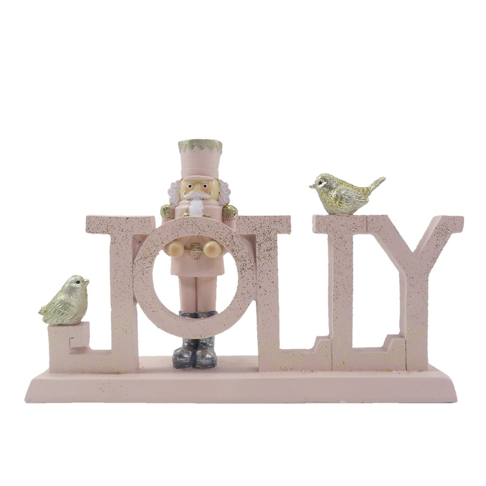 Notenkraker beeld 18 cm roze kunststof