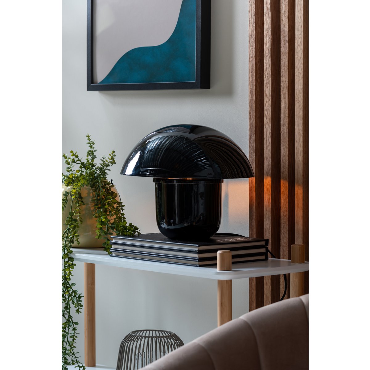 Tafellamp paddestoel 29x25 cm ijzer zwart