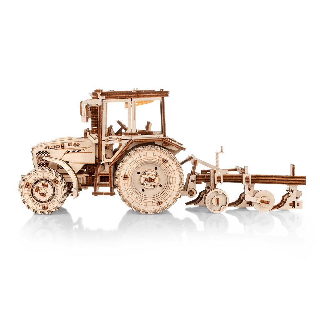 Eco Wood Art 3D Mechanische Puzzel Tractor Belarus Ploeg
