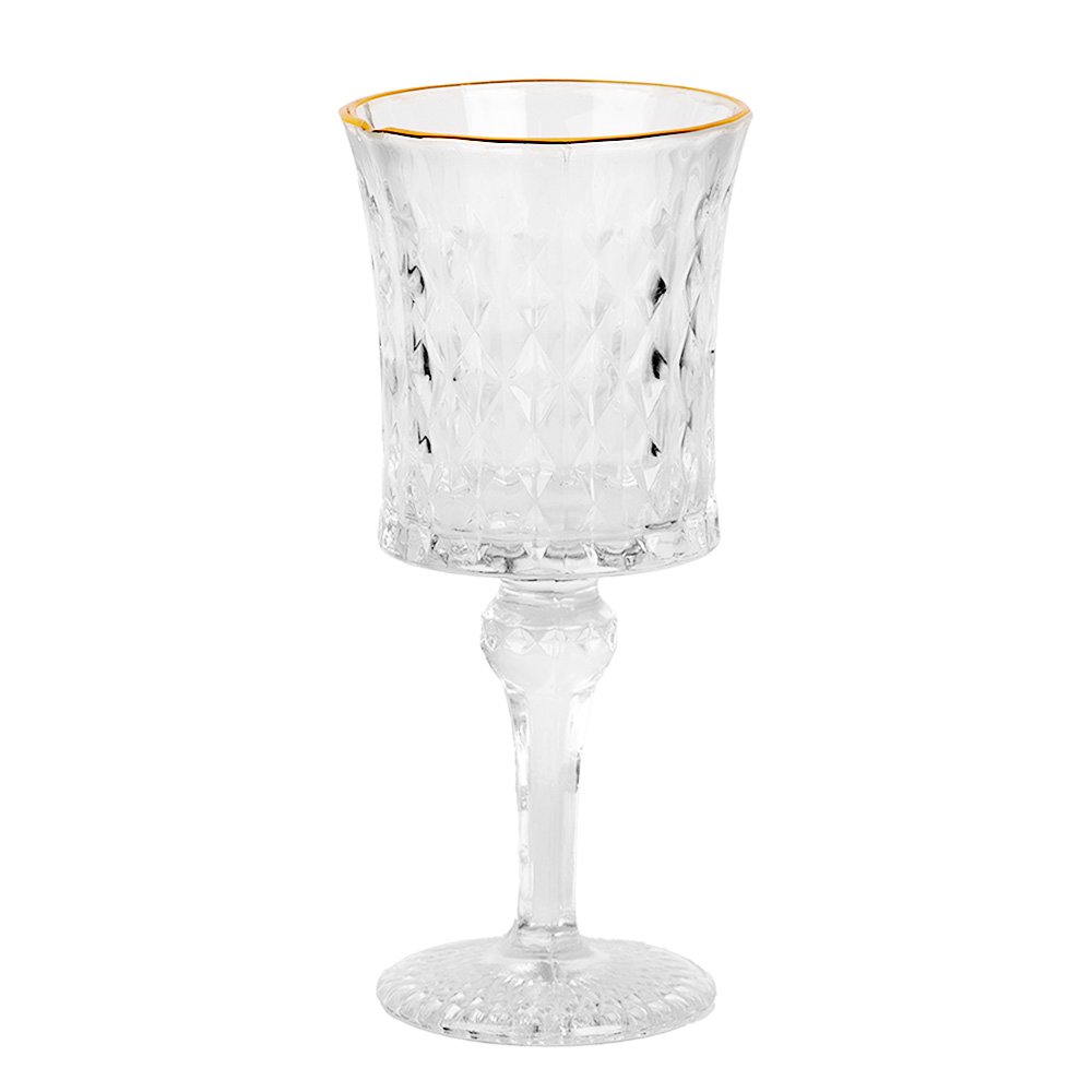 Wijnglas 200 ml transparant met gouden rand
