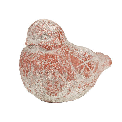 Vogelbeeld 14x9x10 cm steen grijs rood