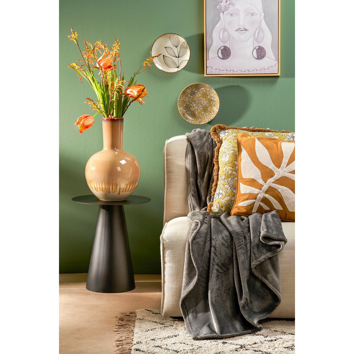 Plaid 180x130 cm antraciet polyester
