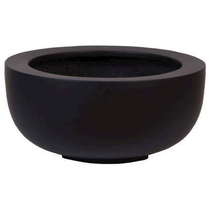 Plantenpot Ø33x15 cm glasvezel zwart set van 2