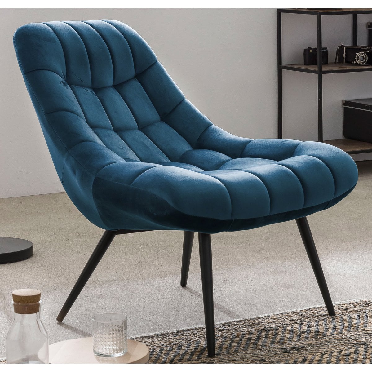 Fauteuil XXL blauw velours