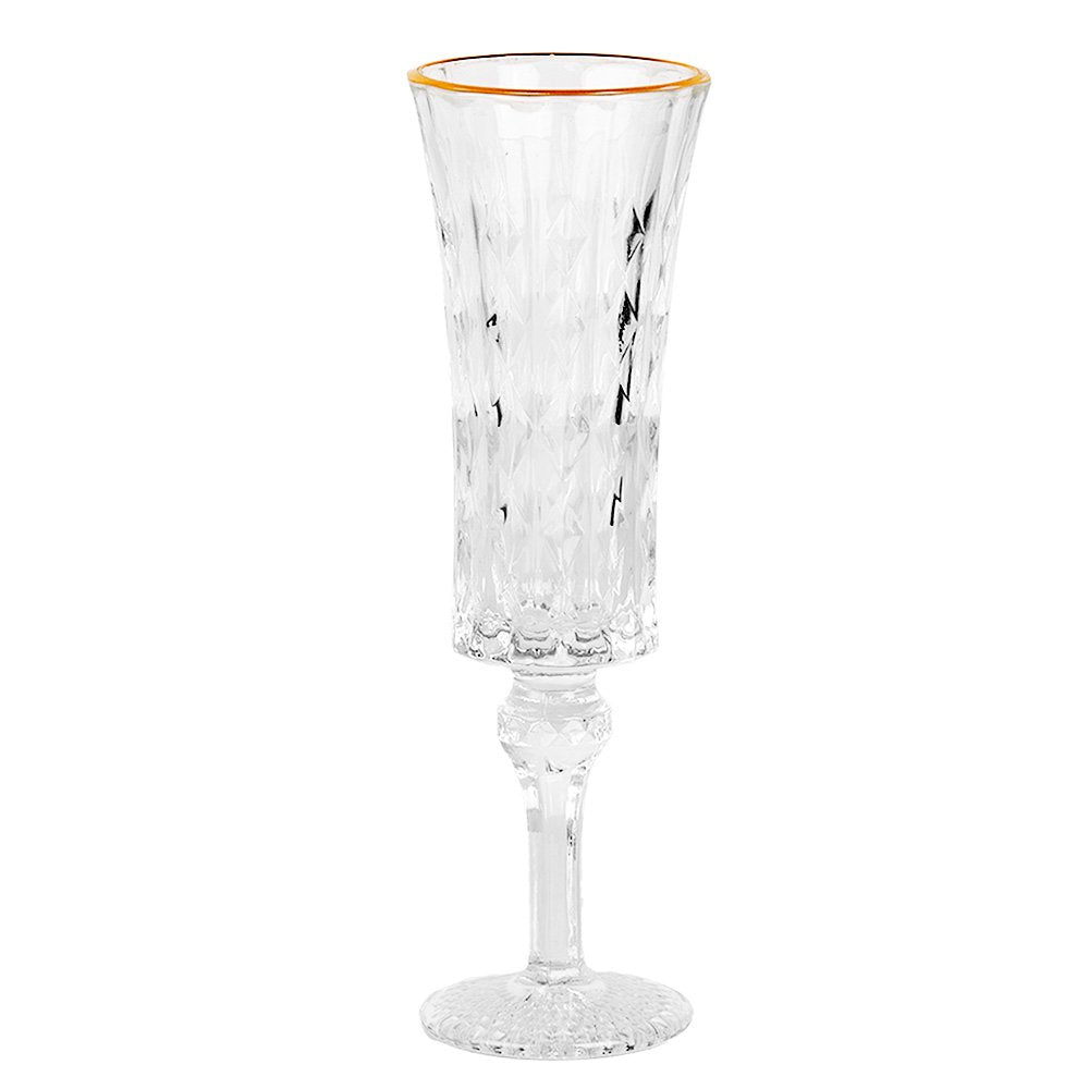 Champagneglas 100 ml transparant met gouden rand
