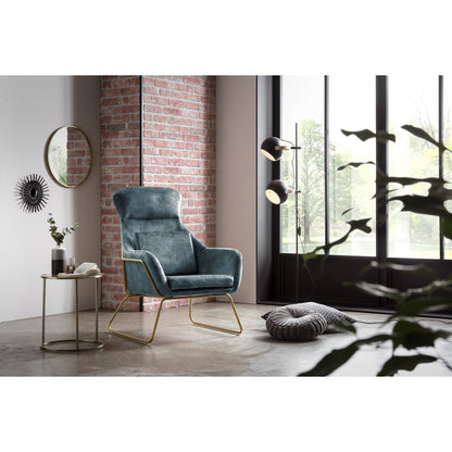 Relaxfauteuil blauw velours 73x80x102 cm