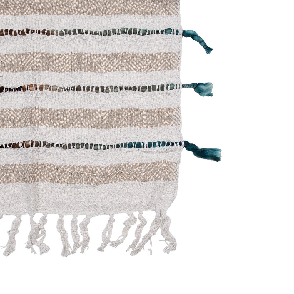 Plaid 125x150 cm katoen beige strepen