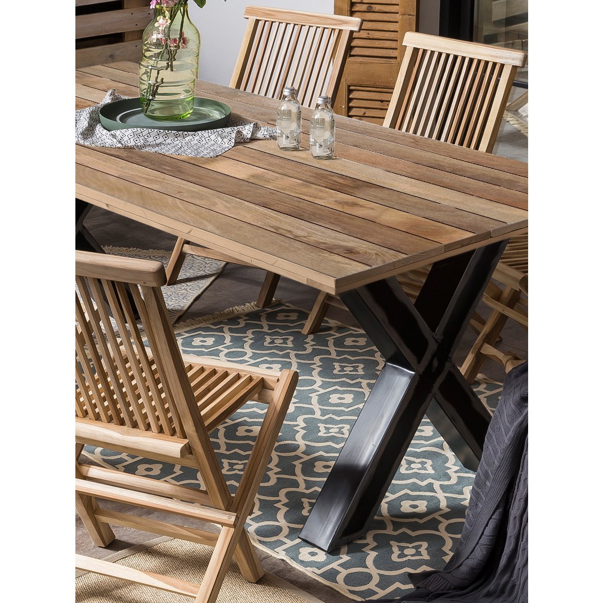 Eettafel 220x100 cm mangohout metaal industrieel