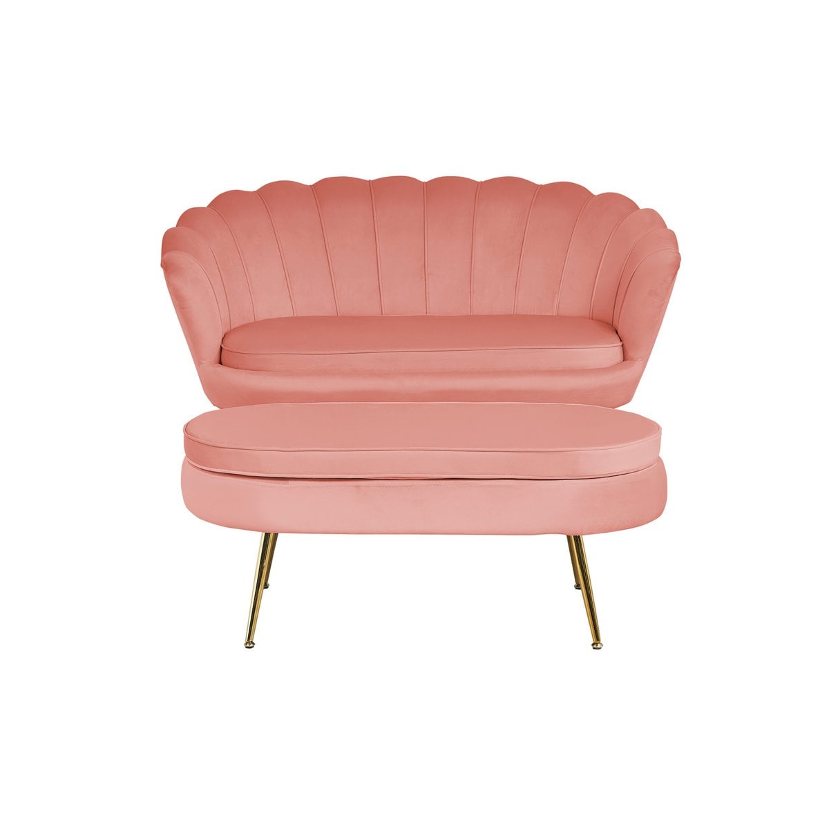 Oval pouffe made of rose velvet