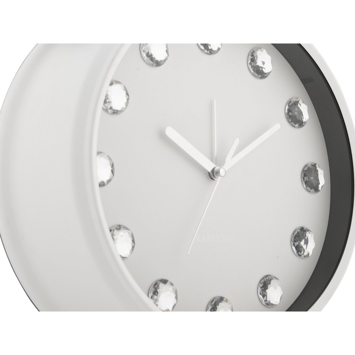 Wekker Karlsson Glam Diamonds XL 24x31x24 cm wit