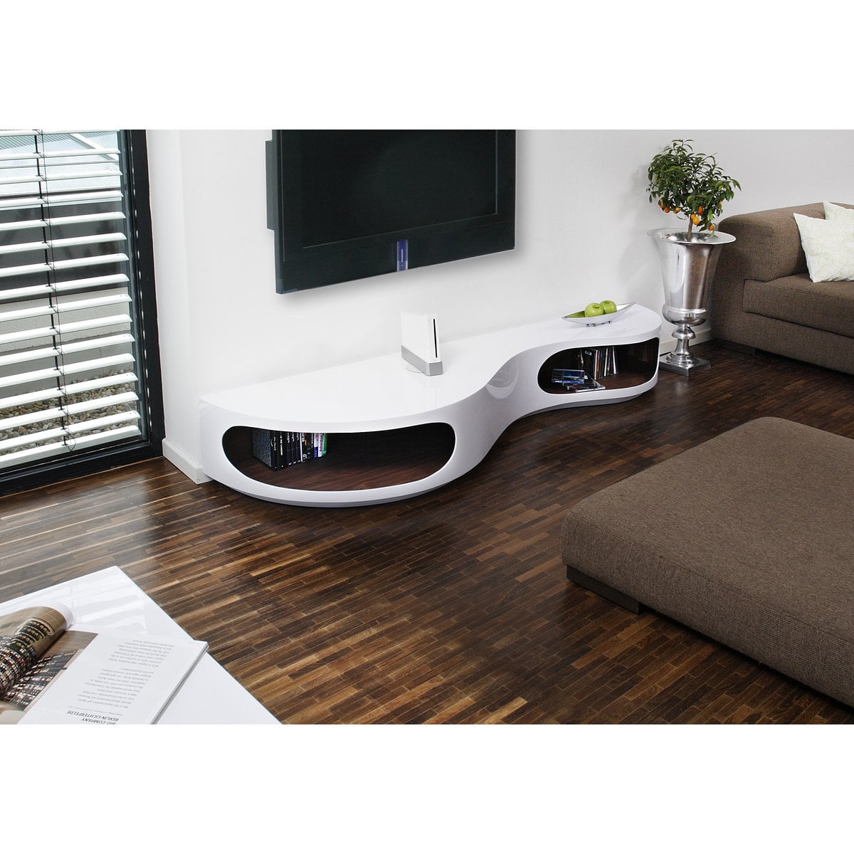 Lowboard 200x50x30 cm white/walnut