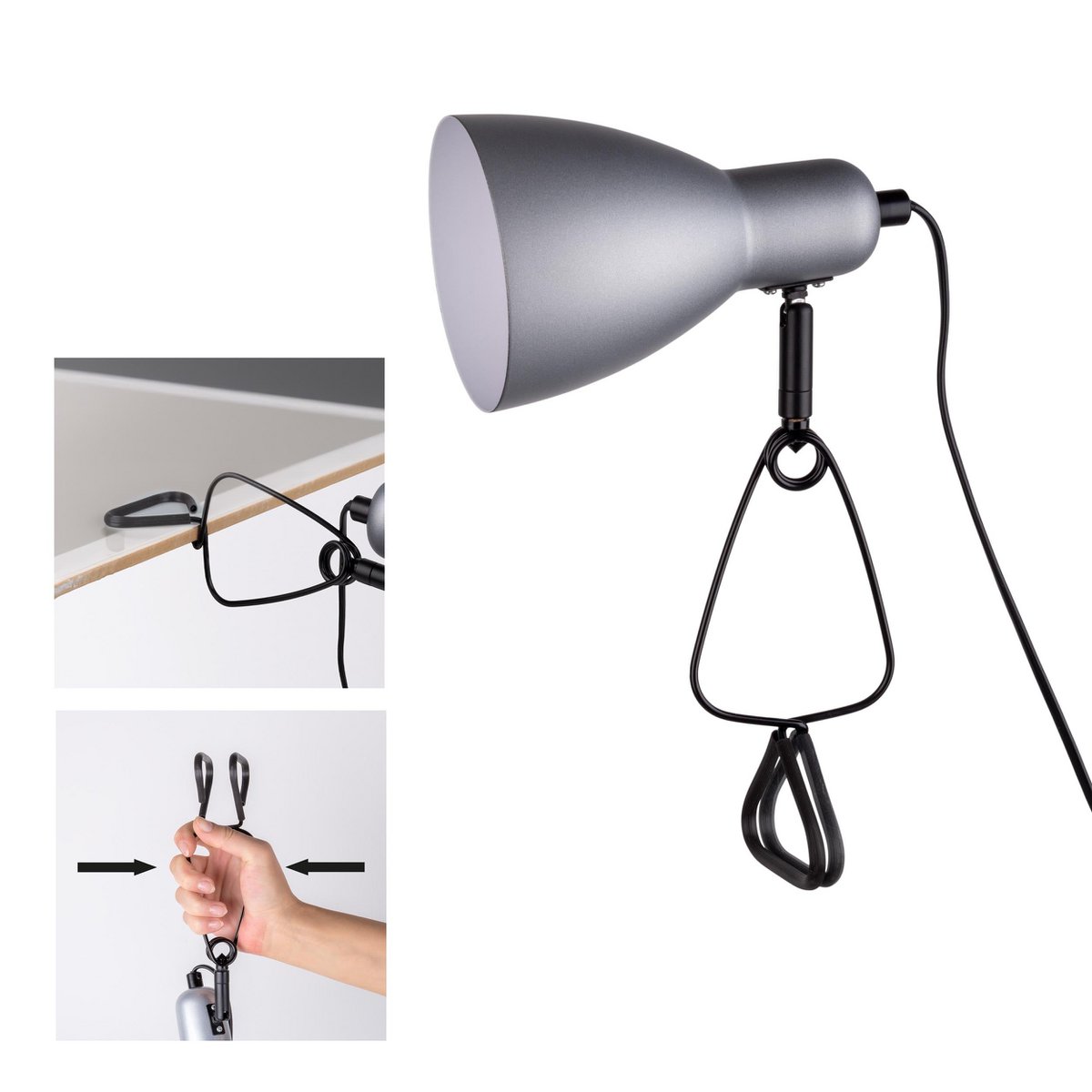 Klemtafellamp Mara zilver metaal 28 cm