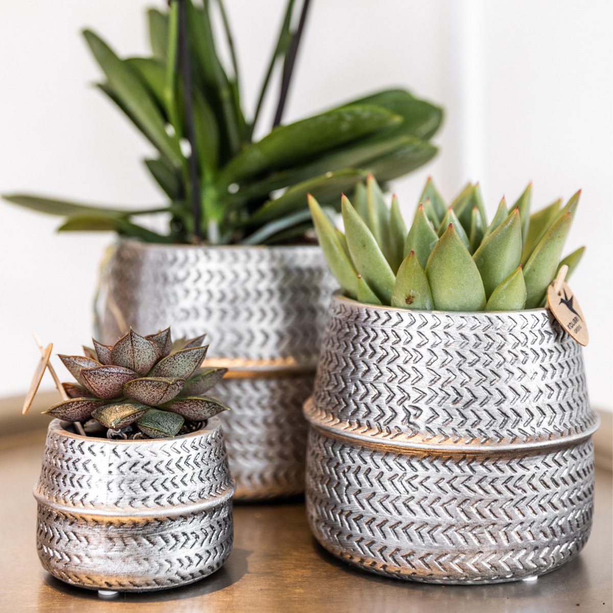 Sierpot keramiek mat zilver Ø6 cm