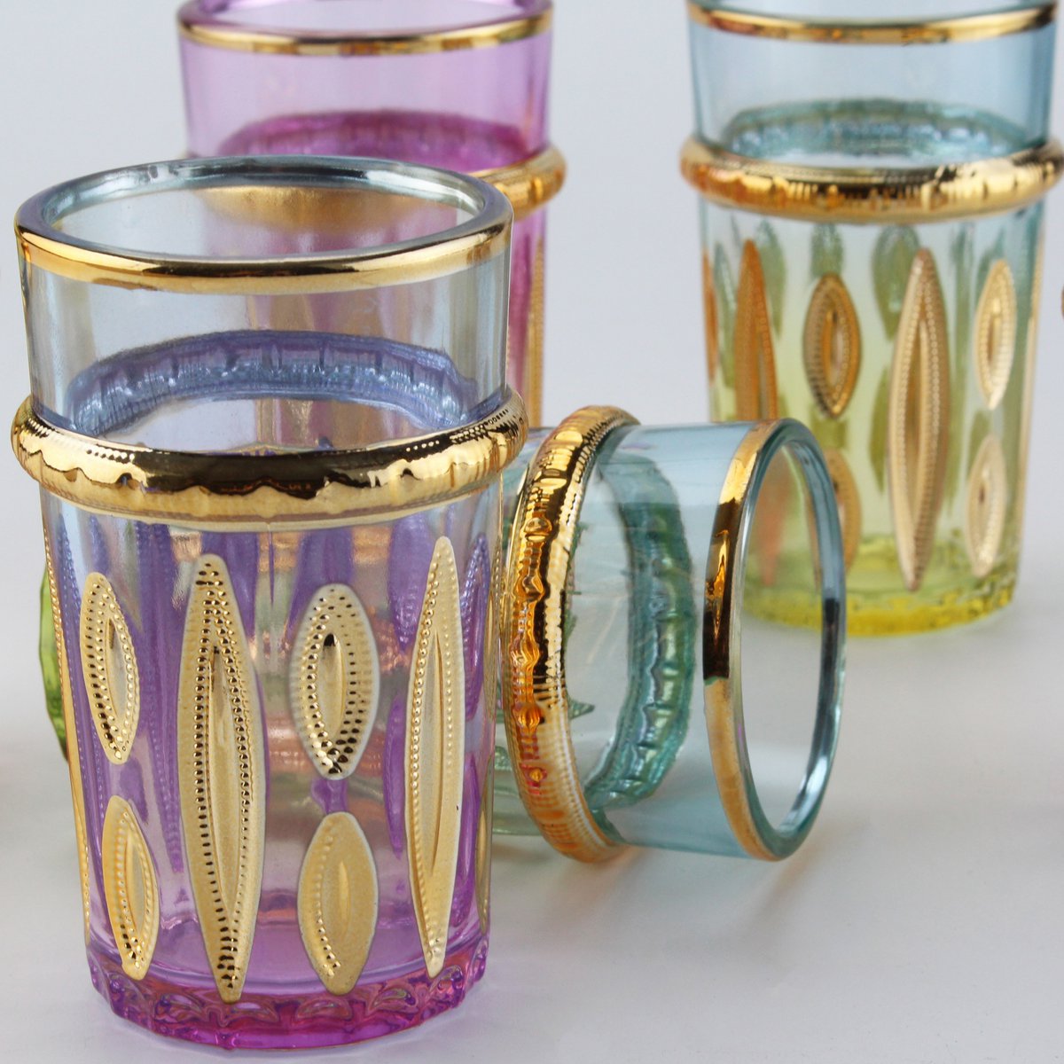 6-colored oriental teacups - lot of 6
