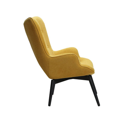 Armchair with yellow structured fabric