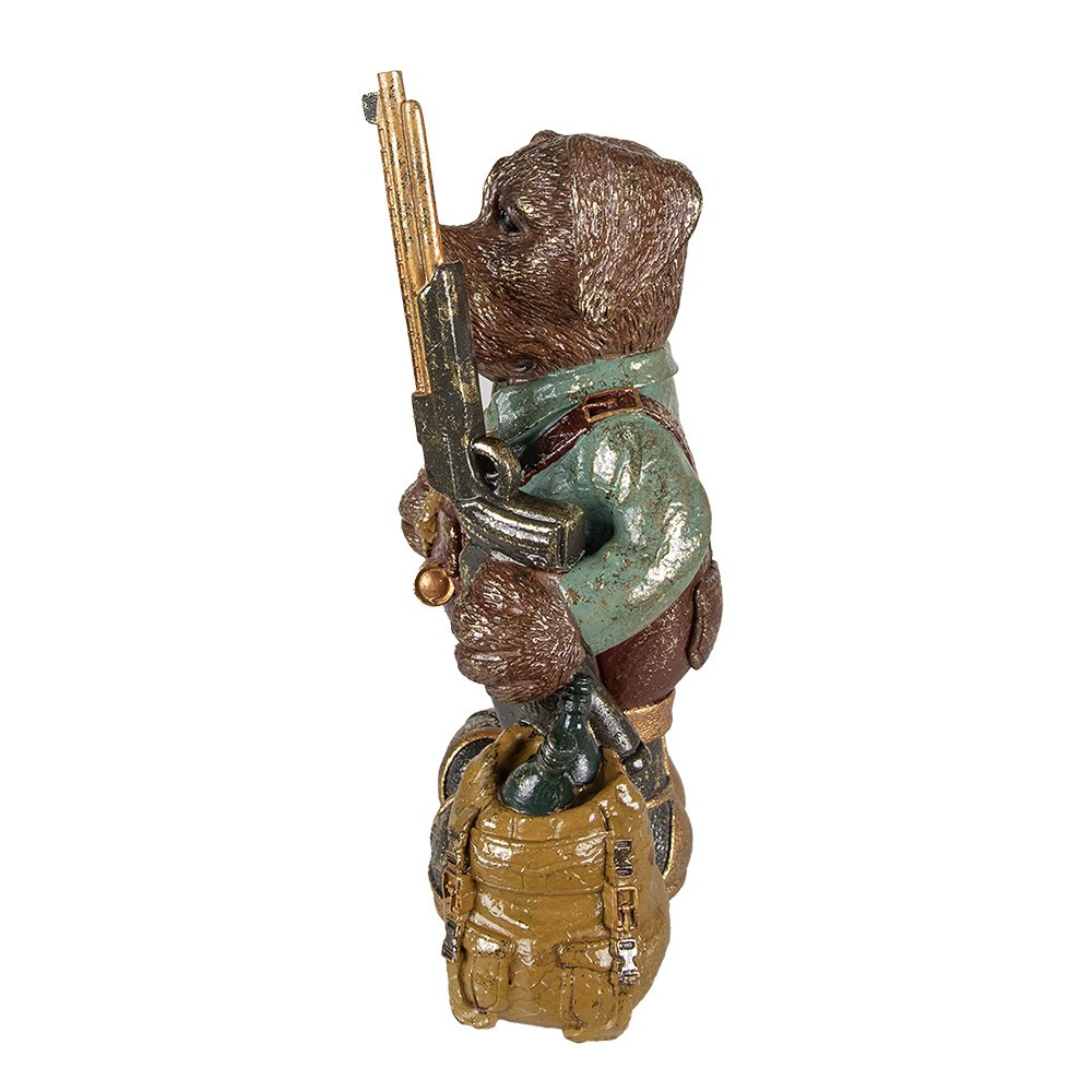 Hond beeld 20x13x32 cm bruin groen polyresin