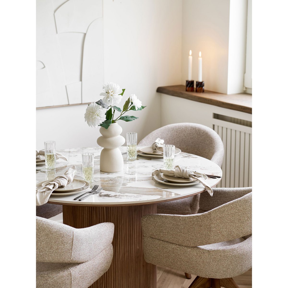 Lunchbord keramiek beige ø21 cm set van 4