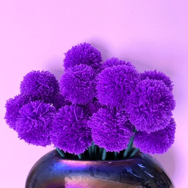 Wolbloemen set van 3 paars Ø5 cm
