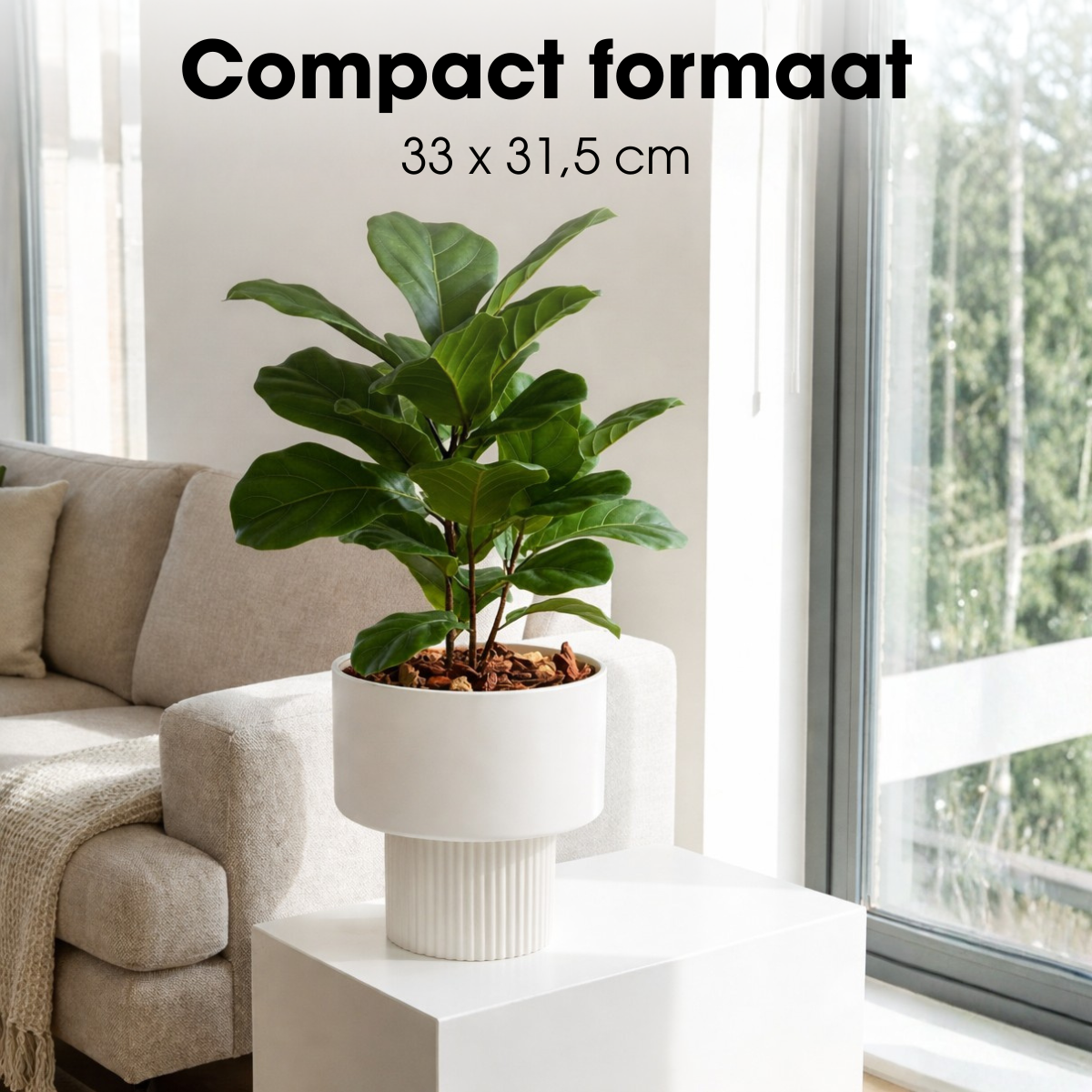 Bloempot 33x31.5 cm off-white ijzer