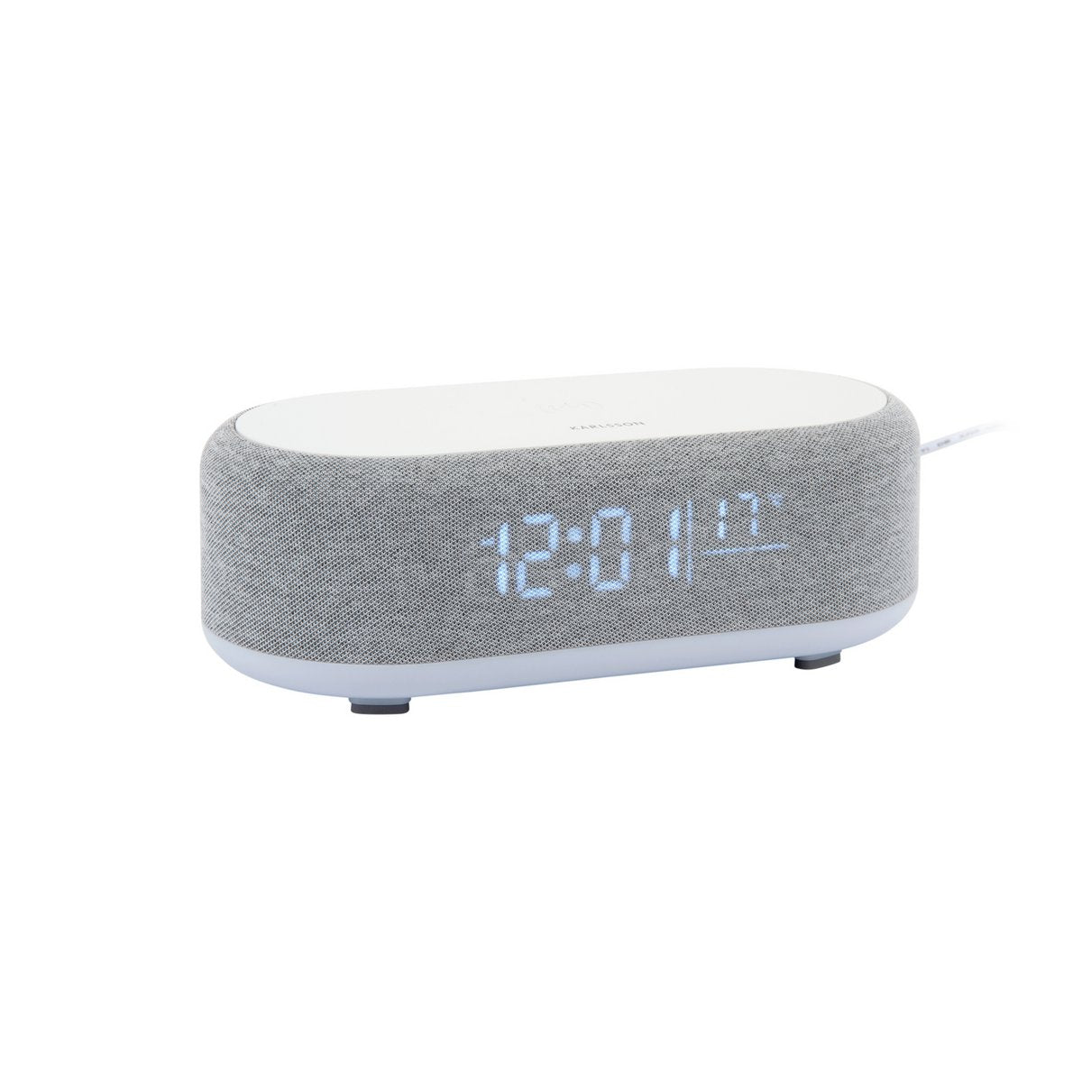 Wekker grijs met draadloze telefoonoplader en bluetooth