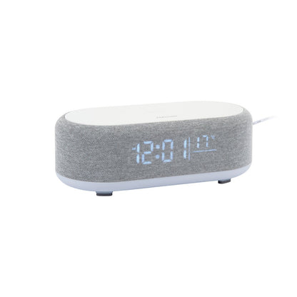 Wekker grijs met draadloze telefoonoplader en bluetooth