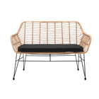 Bank naturel rotan look metaal frame 120x69x85 cm