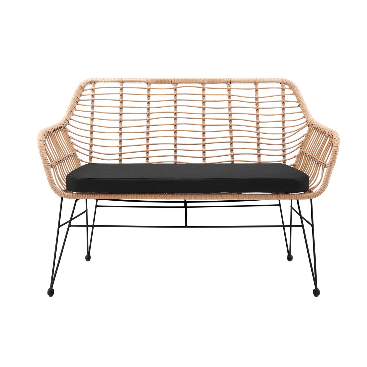 Bank naturel rotan look metaal frame 120x69x85 cm