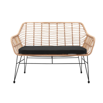 Bank naturel rotan look metaal frame 120x69x85 cm