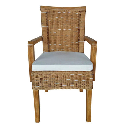 Eetkamerstoelen Met Armleuningen Rattan Capuccino 2 Stuks