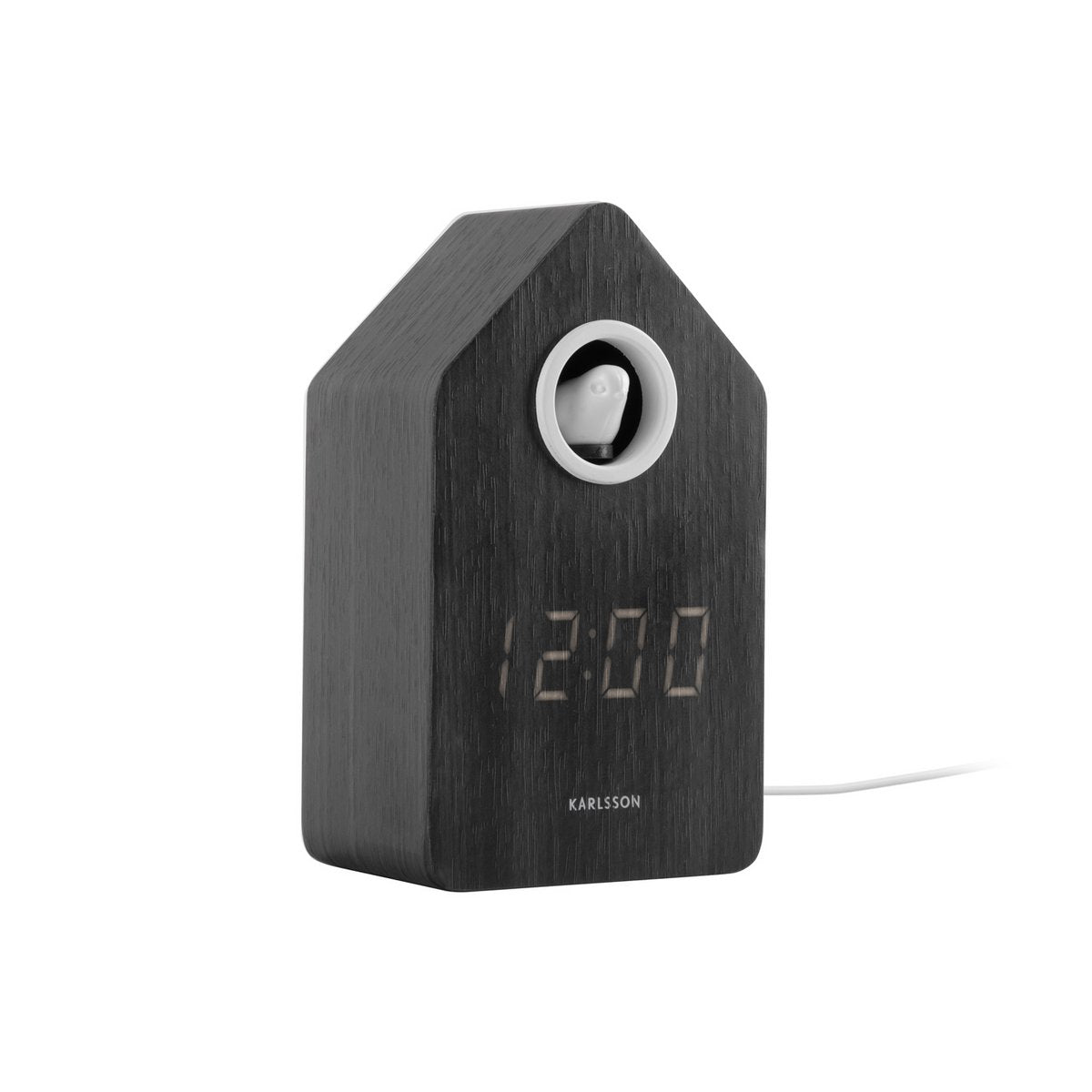 Wekker koekoek LED zwart 9x16x9 cm houtfineer