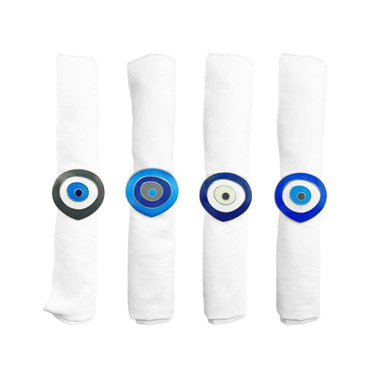 Servetringen metaal blauw ogen set van 4