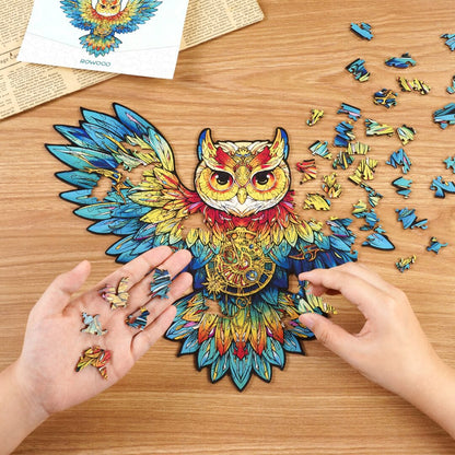 Wooden Jigsaw Puzzle, Rowood/Robotime, Paradise, Owl, TA004, 36.8x27.5cm