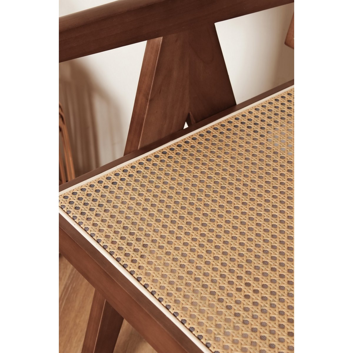 Luxury Design Chair Pierre Jeanneret Walnut Rattan Chandigarh