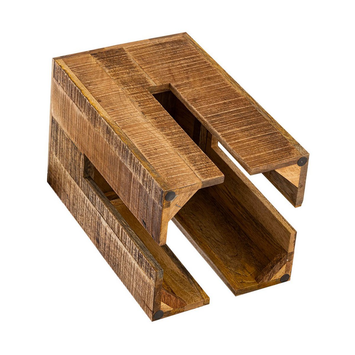 Bijzettafel kruk vierkant 28x45x28 cm massief mangohout