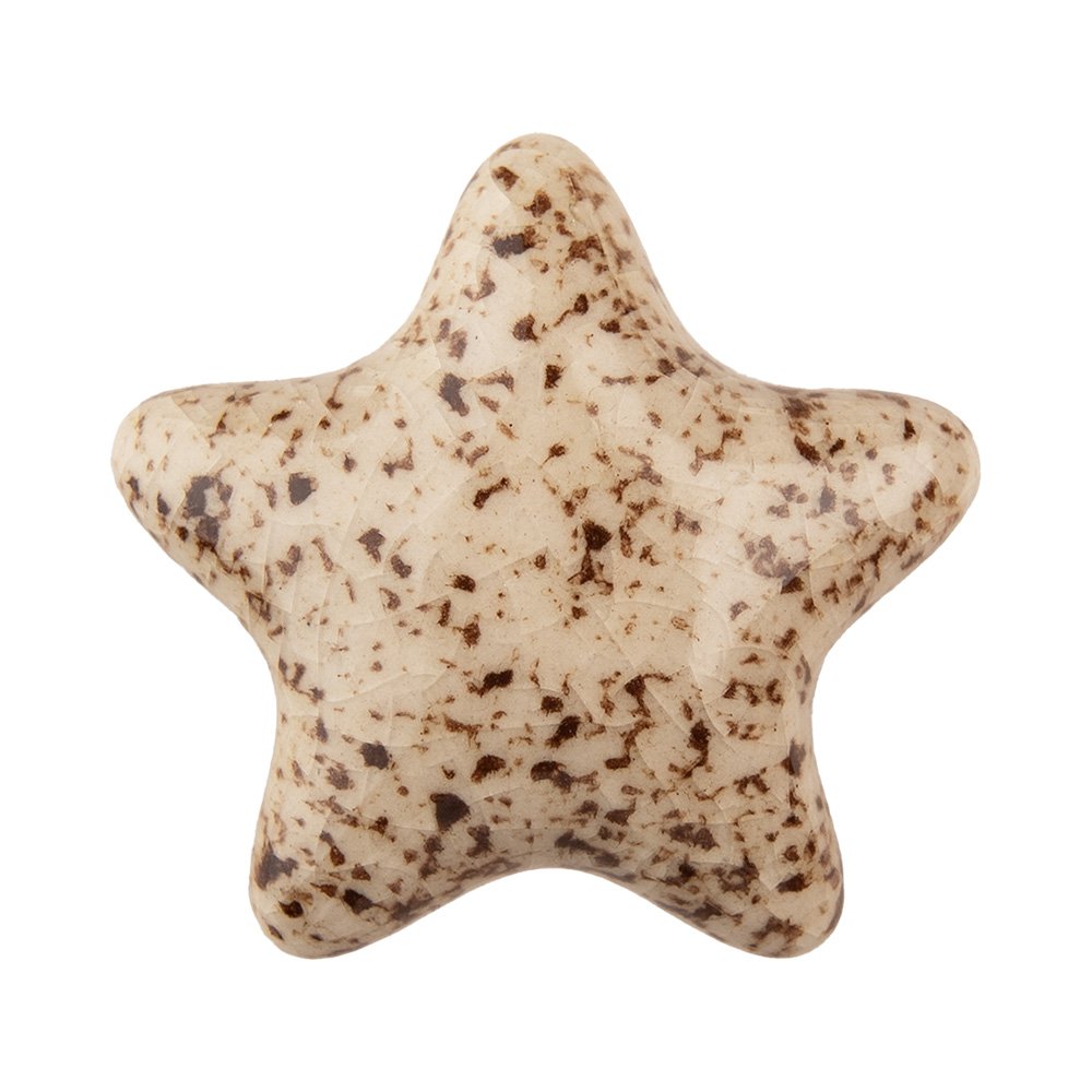 Meubelknop 4 cm ster keramiek bruin wit