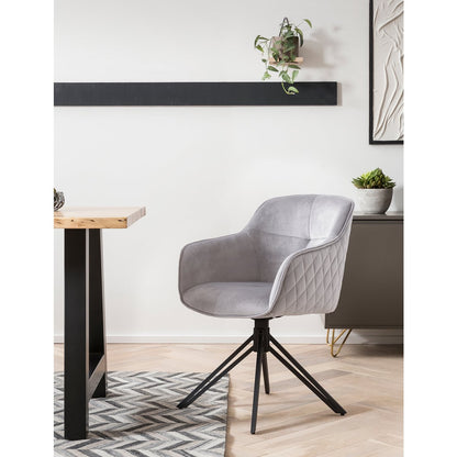 Fauteuil lichtgrijs fluweel draaibaar 360°