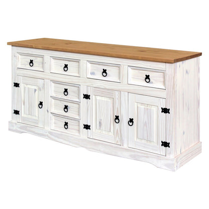 Dressoir massief dennenhout wit 174x44x84 cm