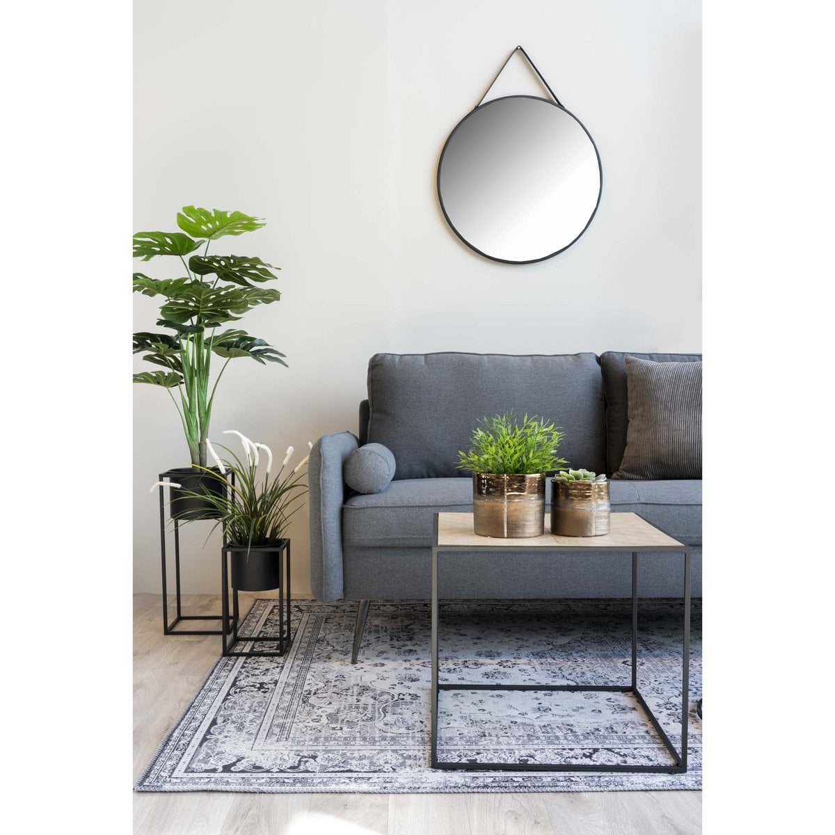 Spiegel rond Ø38 cm staal zwart