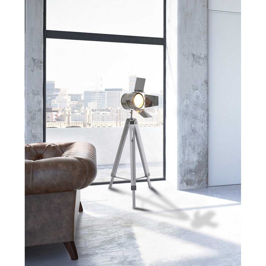 Staande Lamp Driekbende Metaal Wit E27 Hoog 100 Tot 140 Cm